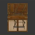 Vintage Wooden Mechanical Device with Metal Components and Platform Base