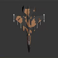 Camouflage Fighter Jet Model With Orange Black Paint And Weapons Under Wings