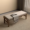 Quiet Ancient Bench Bed End Stool 3d model