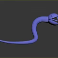 Blue Snake Shaped Curved Glossy 3D Sculpture With Open Mouth Art Carving Design