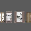 Elegant New Chinese Landscape Screen Designs For Home Interior Decoration 3d model