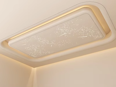 Modern Layered Square Ceiling Design With Warm Recessed Lighting And Dot Pattern 3d model
