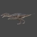 Realistic Reptile Dinosaur With Open Mouth Sharp Teeth Standing On Gray Background