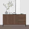 Modern Wooden Entryway Cabinet Sideboard With Drawers Doors Vase Books And Decorative Items