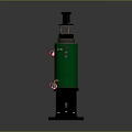 Industrial Green Cylindrical Device With Black Base Top Structure And Red Components 3d model