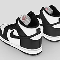 High-top Black And White Sneakers With Nike Logo On Side Red Tongue And Black Laces