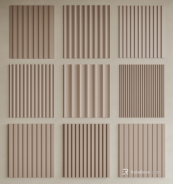 Various Decorative Wall Panels With Different Striped Patterns For Home Interior 3d model 