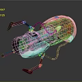 Advanced Space Probe Featuring White Main Body Blue Glowing Section And Black Mechanical Arms