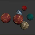 Colorful Decorative Spheres Display With Red Blue Green Gold And Shiny Balls