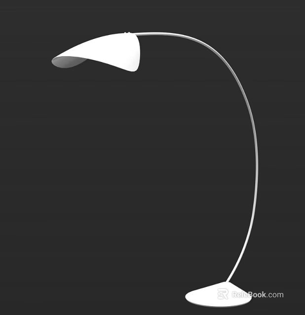 Modern Floor Lamp With White Shade And Curved Metal Stand For Home Decor 3d model 