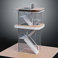 Modern Multi Level Staircase Design With Transparent Structure And Platforms In Architectural Model 3d model