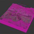 3D Topographic Model Featuring Continental Shelf Slope Trench Mountains And Rivers