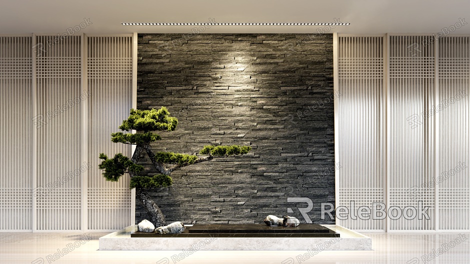 New Chinese style landscape sketch landscape background wall model