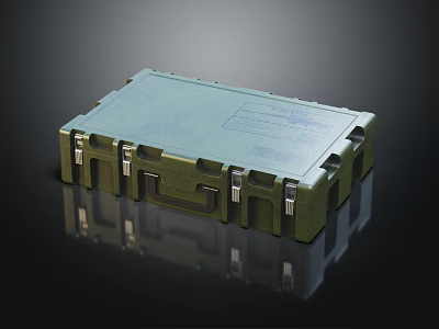 Green Storage Case with Metal Latches Hard Shell Design and Portable Handle 3d model