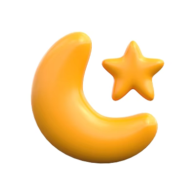 Yellow Moon and Star Shaped Decorative Ornament Set for Home Decoration 3d model