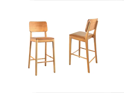 Elegant Simple Wooden Bar Stools With Modern Design And Sturdy Legs 3d model