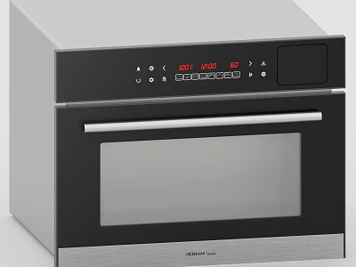 Stainless Steel Microwave Oven With Black Control Panel Buttons Knob Digital Display And Miele Brand 3d model