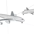 Modern White Commercial Passenger Airliners With Streamlined Design And Large Engines