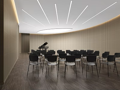 School Modern Music Classroom With Grand Piano And Chairs 3d model