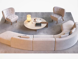 Poliform Sofa Sofa Light Luxury Sofa Silent Sofa Curved Sofa Sofa Coffee Table Combination 3d model