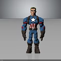 Cartoon Superhero Character In Blue Uniform With White Star Red Stripes Brown Gloves And Boots Standing Pose