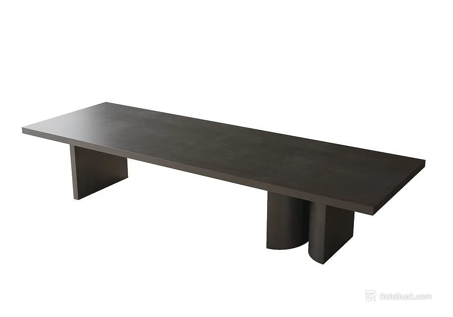 Modern Dark Colored Tea Table And Chairs With Sleek Design And Geometric Legs 3d model 