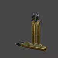Brass Artillery Shells With Black Warheads And Red Markings On Dark Background