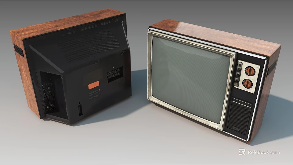 Smart Machine Vintage Television Design With Wooden Frame Screen And Control Knobs 3d model 