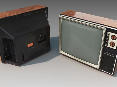 Smart Machine Vintage Television Design With Wooden Frame Screen And Control Knobs 3d model