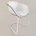 Modern Brown Leather Office Chair With Curved Metal Frame And Ergonomic Design