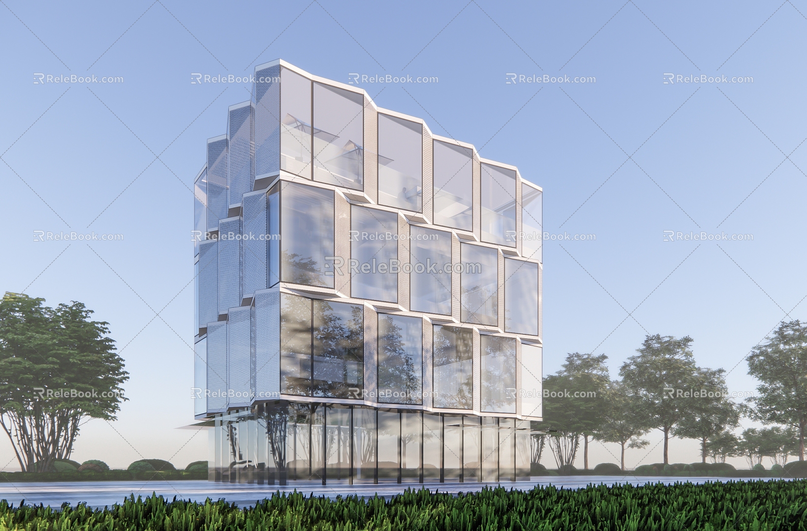 Modern Office Building Simple Multi-storey Office Building Commercial 3d model