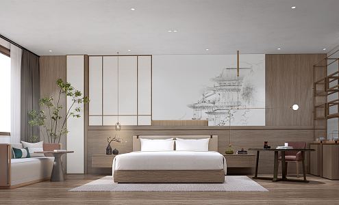 New Chinese Room Hotel Room 3d model