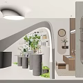 Modern SPA Sauna Interior Design With Curved Structures Green Plants And Soft Lighting