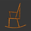 Elegant Orange Wooden Rocking Chair With Classic Design And Curved Armrests