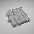 Red Shiny 3D Chinese Fu Character With Metallic Texture Design