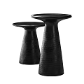 Stylish Set Of Two Black Side Tables With Conical Textured Base Design 3d model