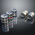 Colorful Stacked Metal Cans With Striped Design And Reflective Surface For Daily Use