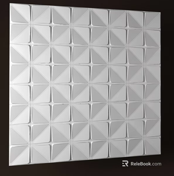 White Geometric Pattern Soft Panel Wall Design 3d model 