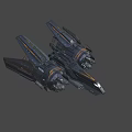 Advanced Futuristic Black Fighter Jet Featuring Orange Accents And Sleek Aerodynamic Structure