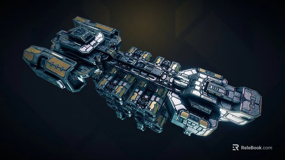 Futuristic Mechanical Structure With Metallic Modules And Intricate Geometric Design Details 3d model 