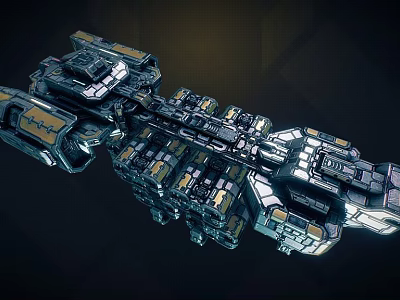 Futuristic Mechanical Structure With Metallic Modules And Intricate Geometric Design Details 3d model