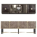 Elegant Modern TV Stand With Geometric Pattern And Metal Accents Design