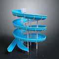 Fun Blue Spiral Water Slide With Multi Tiered Curved Structure Design For Play