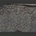Natural Stone Pavement Design With Irregular Gray Blue Slabs And Edge Green Plants