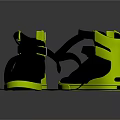Stylish High Top Shoes Dark Gray Upper Neon Yellow Sole And Black Laces