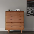 Wooden Chest of Drawers in Modern Minimalist Style with Decor Items Books and Wall Art