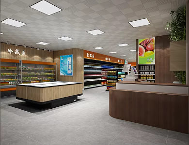Modern Supermarket Convenience Store Supermarket Shelf Display Cabinet Bar Cashier 3d model