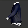 Classic Blue Sweater with White Collar Cuffs and Small Chest Logo 3d model