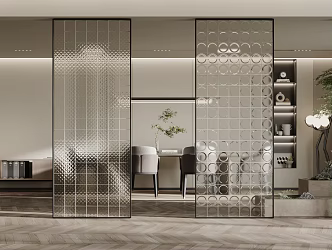 Modern screen partition glass partition 3d model