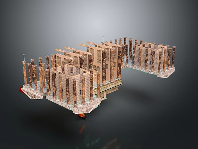 Detailed Modern Architectural Model With Intricate Structural Components And Layout Design 3d model